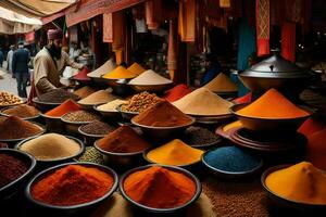 spices in the market. AI-Generated photo