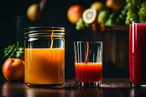 juice in a glass and a glass of juice. AI-Generated photo