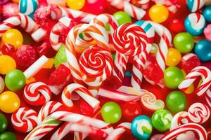 a close up of candy candies. AI-Generated photo