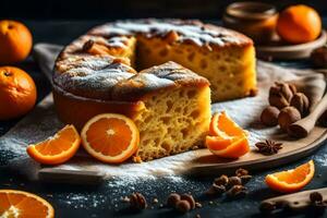 el mejor naranja pastel recetas. generado por ai foto