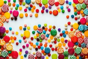 colorful candy candy on white background. AI-Generated photo