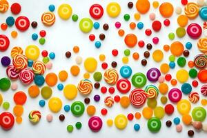 colorful candy on white background. AI-Generated photo