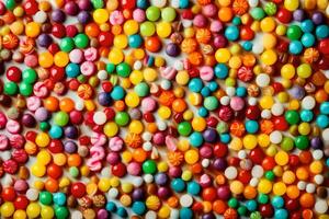 a large pile of colorful candies. AI-Generated photo