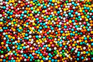 a large group of colorful candies on a dark background. AI-Generated photo