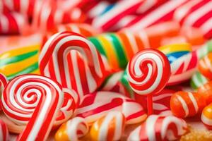 many colorful candy candies are arranged in a pile. AI-Generated photo