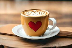 a cup of coffee with a heart on the top. AI-Generated photo