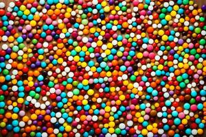 a large pile of colorful candy balls. AI-Generated photo