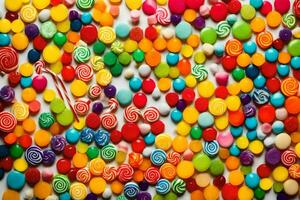 colorful candy on a white background. AI-Generated photo