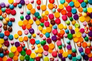 colorful candy on a white background. AI-Generated photo