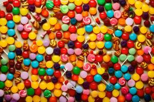 colorful candy on a table. AI-Generated photo