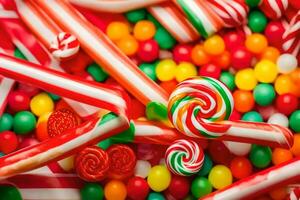 many colorful candy candies are arranged in a pile. AI-Generated photo