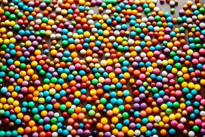 a large pile of colorful candy balls. AI-Generated photo