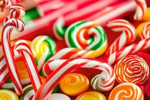 many different types of candy are shown in this image. AI-Generated photo