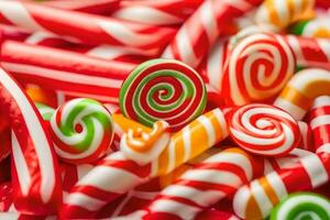 many different types of candy are shown in this image. AI-Generated photo