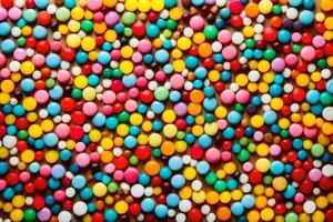 colorful candy balls on a black background. AI-Generated photo