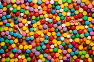 colorful candy candies on a table. AI-Generated photo