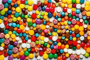 colorful candy candies on a white background. AI-Generated photo