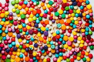 colorful candy on white background. AI-Generated photo