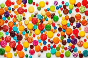 colorful candy on white background. AI-Generated photo