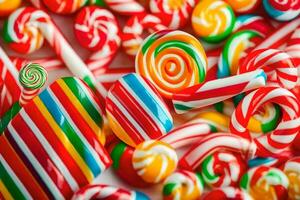 many colorful candy candies are arranged in a pile. AI-Generated photo