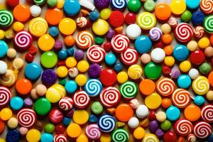 colorful candy is shown in this image. AI-Generated photo