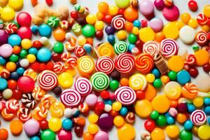 colorful candy on white background. AI-Generated photo