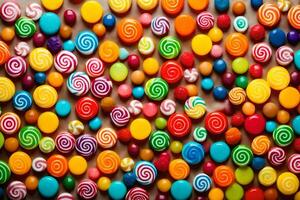 colorful candy candy on a wall background. AI-Generated photo