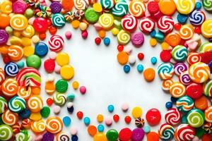 colorful candy on white background. AI-Generated photo