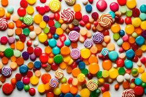 colorful candy on white background. AI-Generated photo
