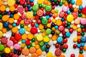 colorful candy on white background. AI-Generated photo