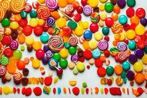 colorful candy on white background. AI-Generated photo