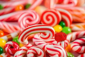 many different types of candy are shown in this photo. AI-Generated photo