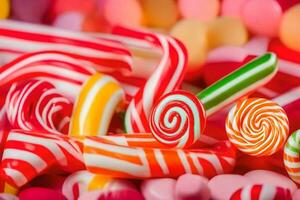 many colorful candy candies are arranged in a pile. AI-Generated photo