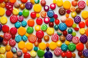 colorful candy on white background. AI-Generated photo