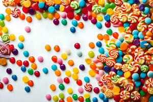 colorful candy on white background. AI-Generated photo