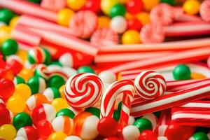 many colorful candy candies are arranged in a pile. AI-Generated photo