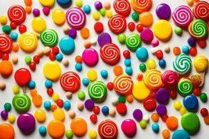 colorful candy on white background. AI-Generated photo