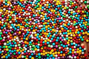 a large pile of colorful candy balls. AI-Generated photo