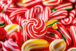 many different candy canes are shown in this image. AI-Generated photo