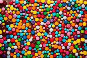 colorful candy buttons on a black background. AI-Generated photo