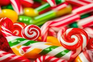 many different types of candy are shown in this image. AI-Generated photo
