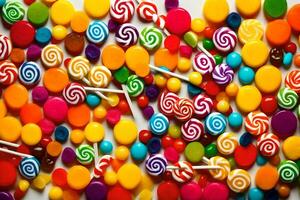 colorful candy is arranged in a pile. AI-Generated photo