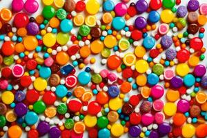 colorful candy on white background. AI-Generated photo