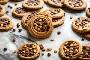 chocolate chip cookies with peanut butter and chocolate chips. AI-Generated photo