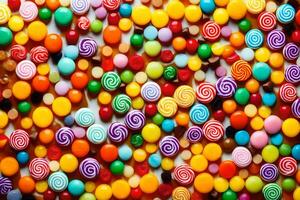 colorful candy candy on a white background. AI-Generated photo