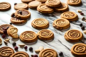 chinese cookies on a marble counter. AI-Generated photo