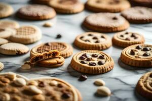 various cookies and cookies are arranged on a table. AI-Generated photo