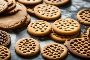 a close up of cookies and biscuits on a table. AI-Generated photo