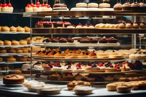 a display of pastries in a bakery. AI-Generated photo