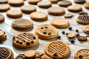 a variety of cookies are arranged on a table. AI-Generated photo
